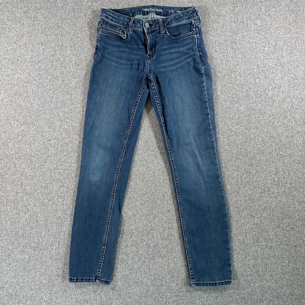 Calvin Klein Jeans Womens 4x30 Ultimate Skinny Blue Denim Stretch Pants Slim Fit